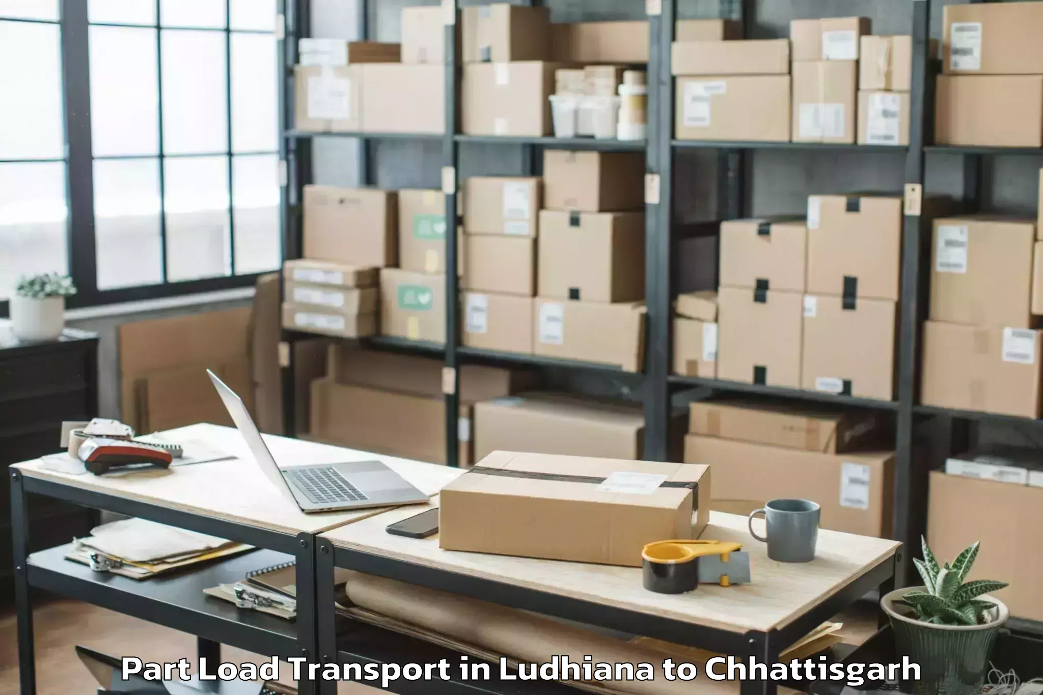 Professional Ludhiana to Jagdalpur Airport Jgb Part Load Transport